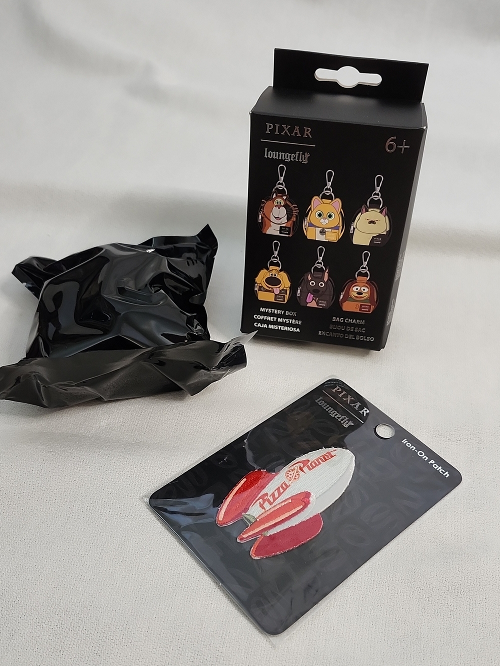 Pixar Loungefly Pizza Planet Iron-On Patch & Pixar "Dogs&Cats" Mystery Box